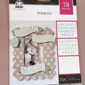 Plaid Folk Art 3pc Alphabet Stencils 7”x10”- New‎ 3